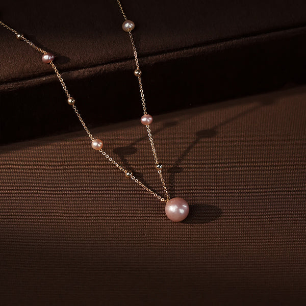 Rose Gold Freshwater Pearl Necklace
