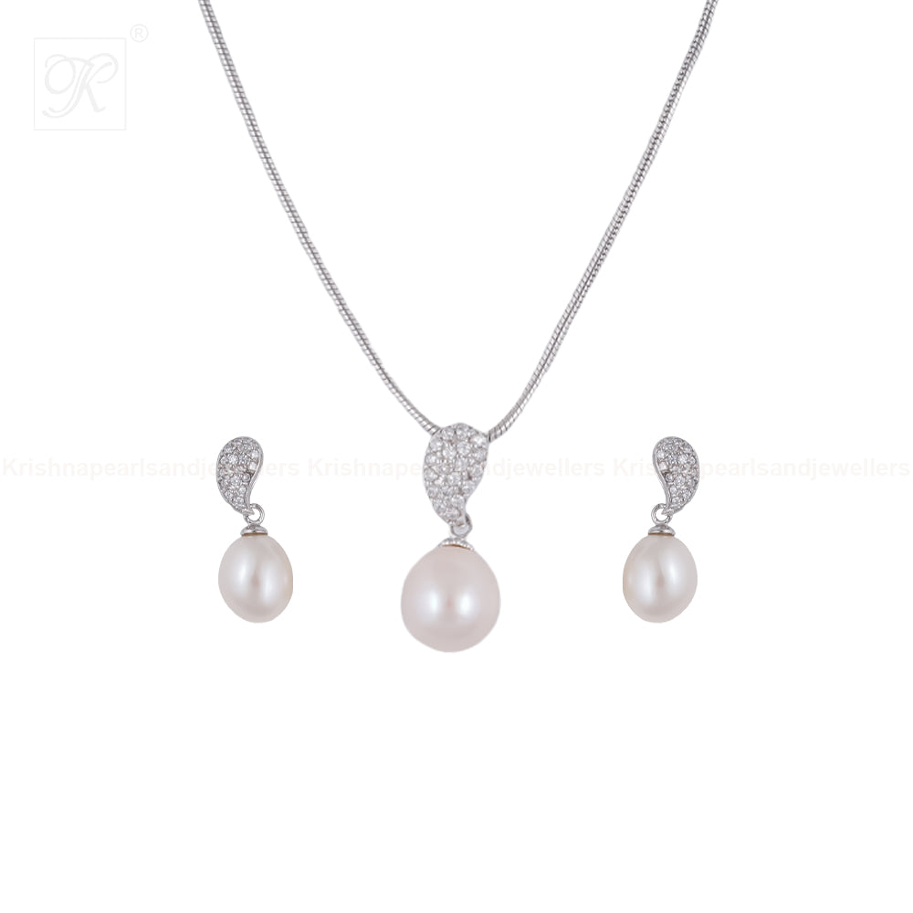 Ivory Grace Teardrop Pearl Set – CZ Paisley | Krishna Pearls and Jewellers