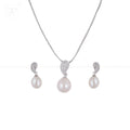 Ivory Grace Teardrop Pearl Set – CZ Paisley | Krishna Pearls and Jewellers