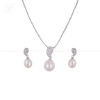 Ivory Grace Teardrop Pearl Set – CZ Paisley | Krishna Pearls and Jewellers