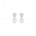 Silver Iridescent Blossom Drop Earrings | Krishna Pearls and Jewellers