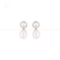 Silver Pearl with CZ Drop Earrings | Krishna Pearls and Jewellers