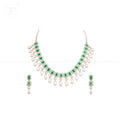 Green Square Cascade Pearl Necklace Set | Krishna Pearls and Jewellers