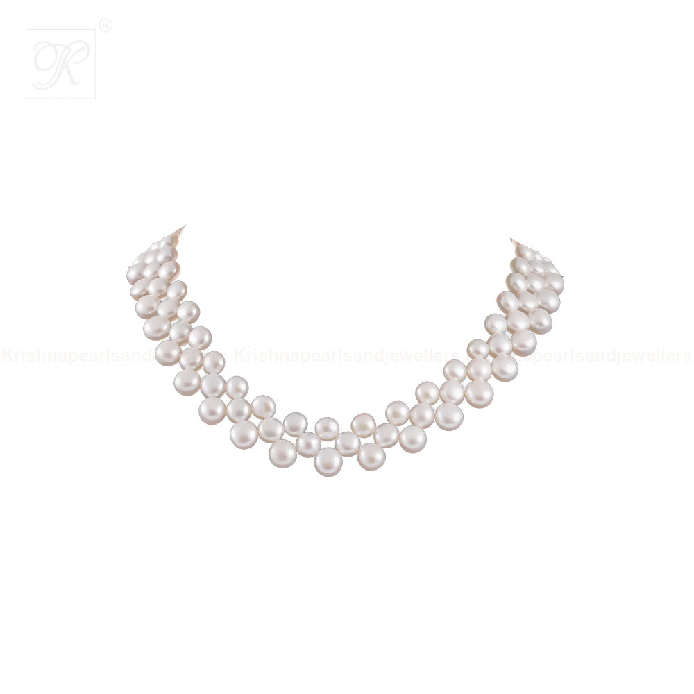 Classic Double-Strand White Pearl Choker | Krishna Pearls and Jewellers