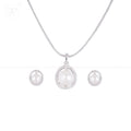 Luminous Halo Pearl Set – CZ Framed ROUND | Krishna Pearls and Jewellers
