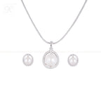 Luminous Halo Pearl Set – CZ Framed ROUND | Krishna Pearls and Jewellers