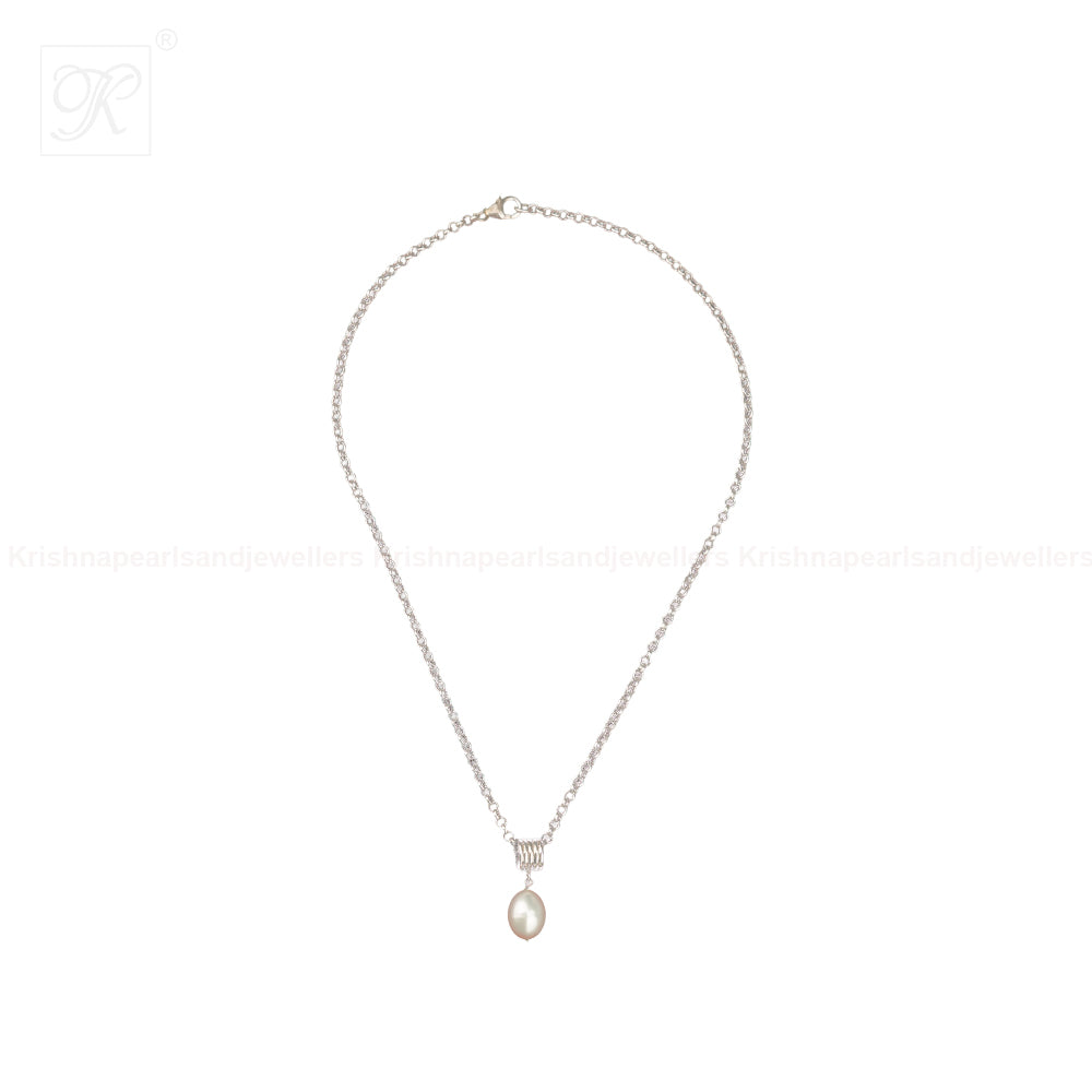 Lustrous Drop: White Pearl Pendant Fancy | Krishna Pearls and Jewellers