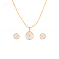 Golden Floral Glow Pendant & Earrings Set | Krishna Pearls and Jewellers