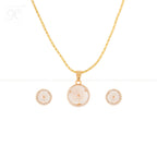 Golden Floral Glow Pendant & Earrings Set | Krishna Pearls and Jewellers