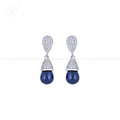 Silver colour pearl hanging earrings with | Krishna Pearls and Jewellers