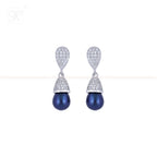 Silver colour pearl hanging earrings with | Krishna Pearls and Jewellers