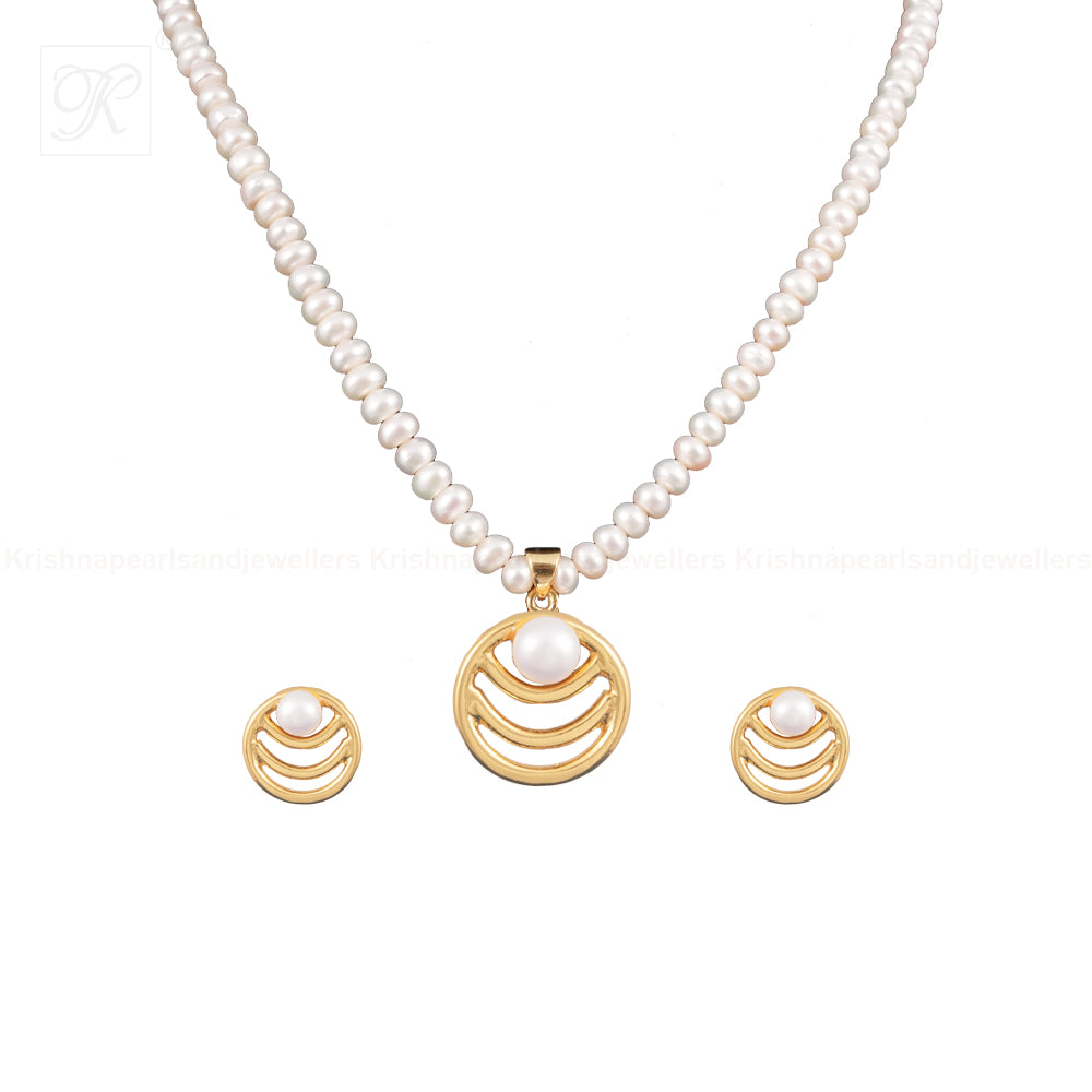 Golden Halo Pearl Necklace Set | Krishna Pearls and Jewellers