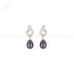 Twilight Charm Black Pearl Drop Earrings | Krishna Pearls and Jewellers