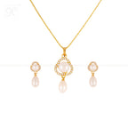 Royal Bloom White Pearl Pendant & Earring | Krishna Pearls and Jewellers