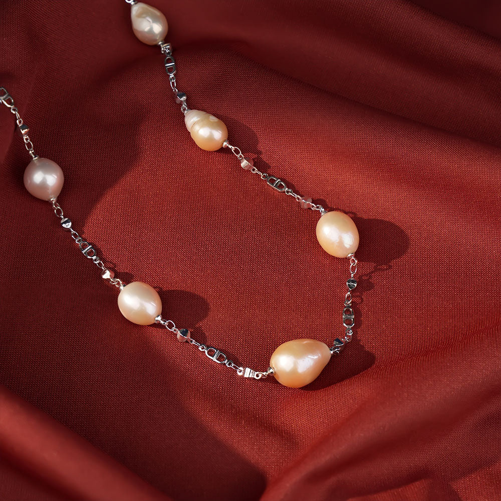 Freshwater Baroque Pearl Station Necklace