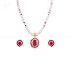 Royal Ovaldrop Pearl & Gemstone Set | Krishna Pearls and Jewellers