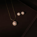 Vintage Pearl Blossom Pendant & Stud Earrings Set