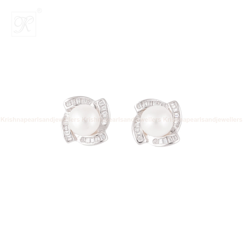 Classic Pearl Stud Earrings with | Krishna Pearls and Jewellers