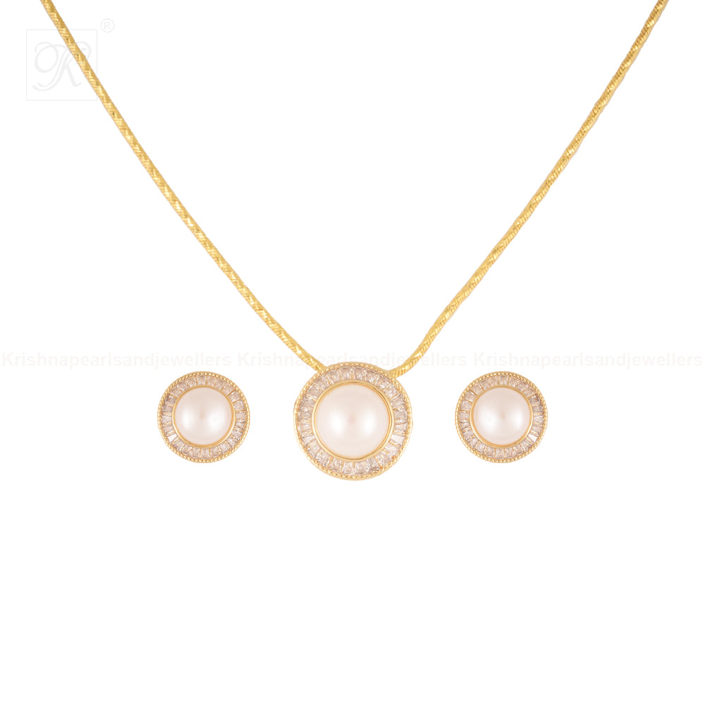 Golden Circle Elegance Pearl Pendant & | Krishna Pearls and Jewellers