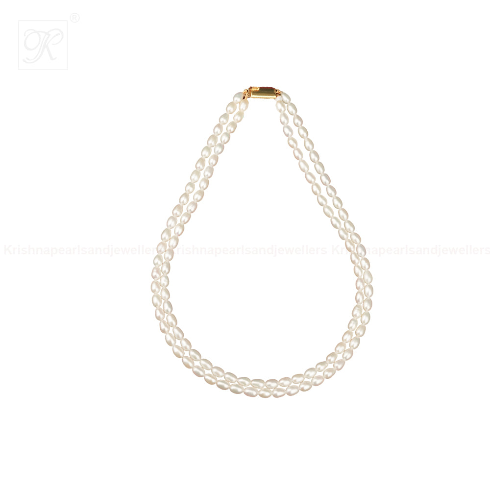 Double-Strand White Freshwater Pearl string | Krishna Pearls and Jewellers