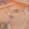 Lavender Freshwater Pearl Silver Pendant & Earrings Set