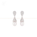 Silver cz with pearl earrings Freshwater | Krishna Pearls and Jewellers