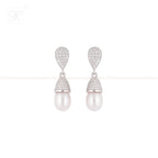 Silver cz with pearl earrings Freshwater | Krishna Pearls and Jewellers