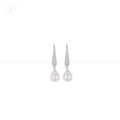Silver Crystal Elegance Pearl Drop Earrings | Krishna Pearls and Jewellers