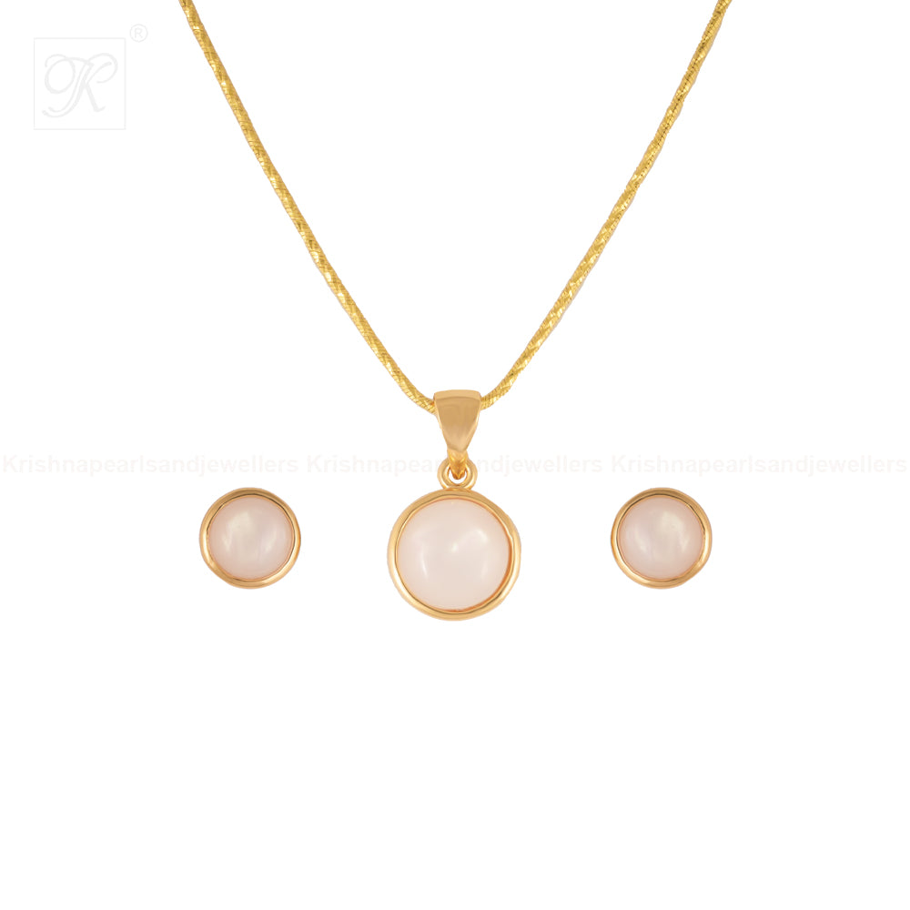 Golden Halo Moonstone Set Freshwater Pearl | Krishna Pearls and Jewellers