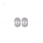 Radiant Embrace Pearl Stud Earrings with CZ | Krishna Pearls and Jewellers