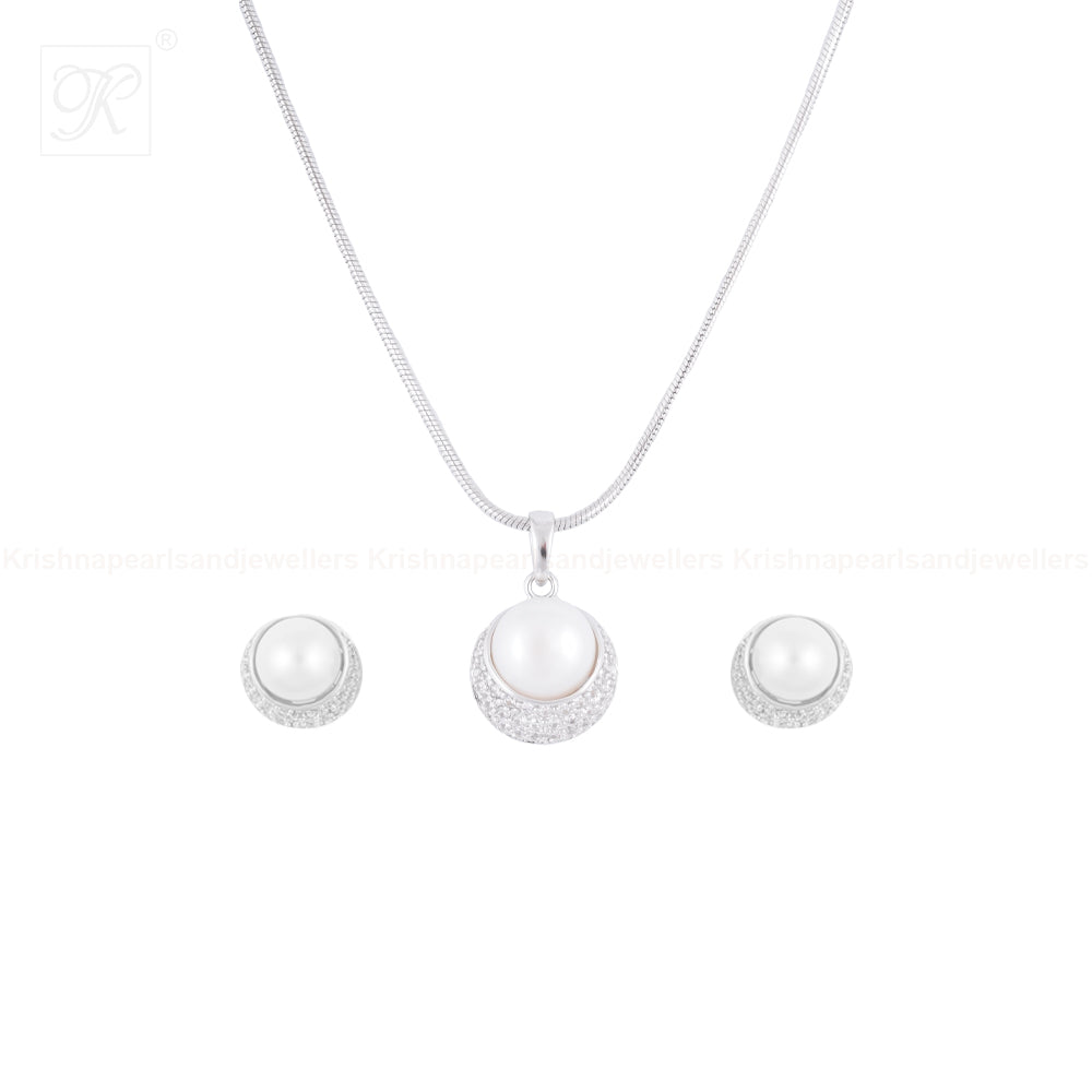 Celestial Glow Pearl Set – Dome CZ with | Krishna Pearls and Jewellers