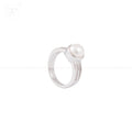Celestial Allure: White Pearl Ring with | Krishna Pearls and Jewellers