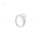 Celestial Allure: White Pearl Ring with | Krishna Pearls and Jewellers