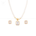 Royal Square Zirconia Pearl Jewelry Set | Krishna Pearls and Jewellers