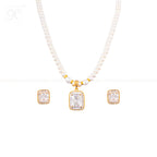 Royal Square Zirconia Pearl Jewelry Set | Krishna Pearls and Jewellers