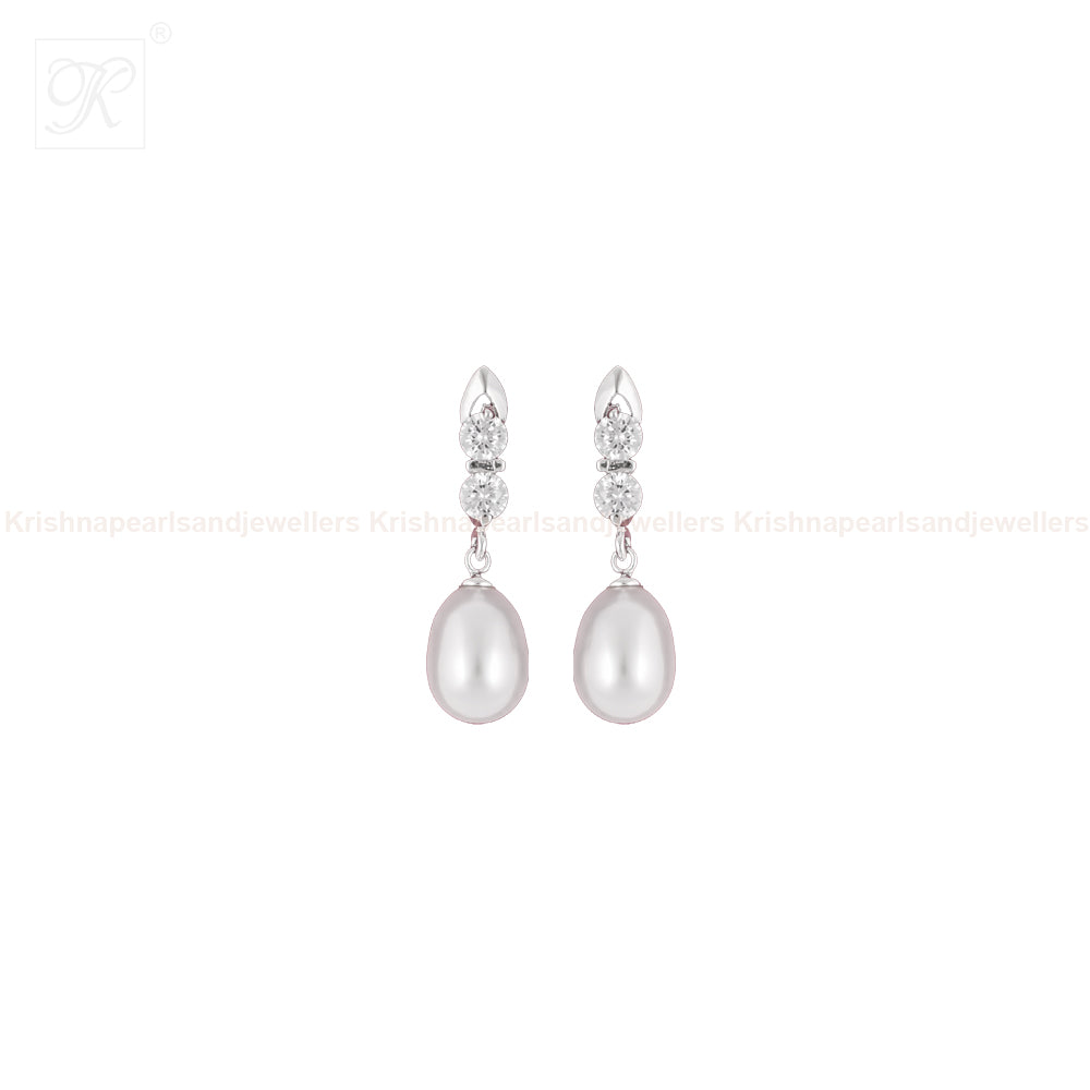Ivory Grace Pearl Drop Earrings Freshwater | Krishna Pearls and Jewellers