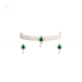 Regal Pearl and Green Stone Choker Set | Krishna Pearls and Jewellers