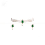 Regal Pearl and Green Stone Choker Set | Krishna Pearls and Jewellers
