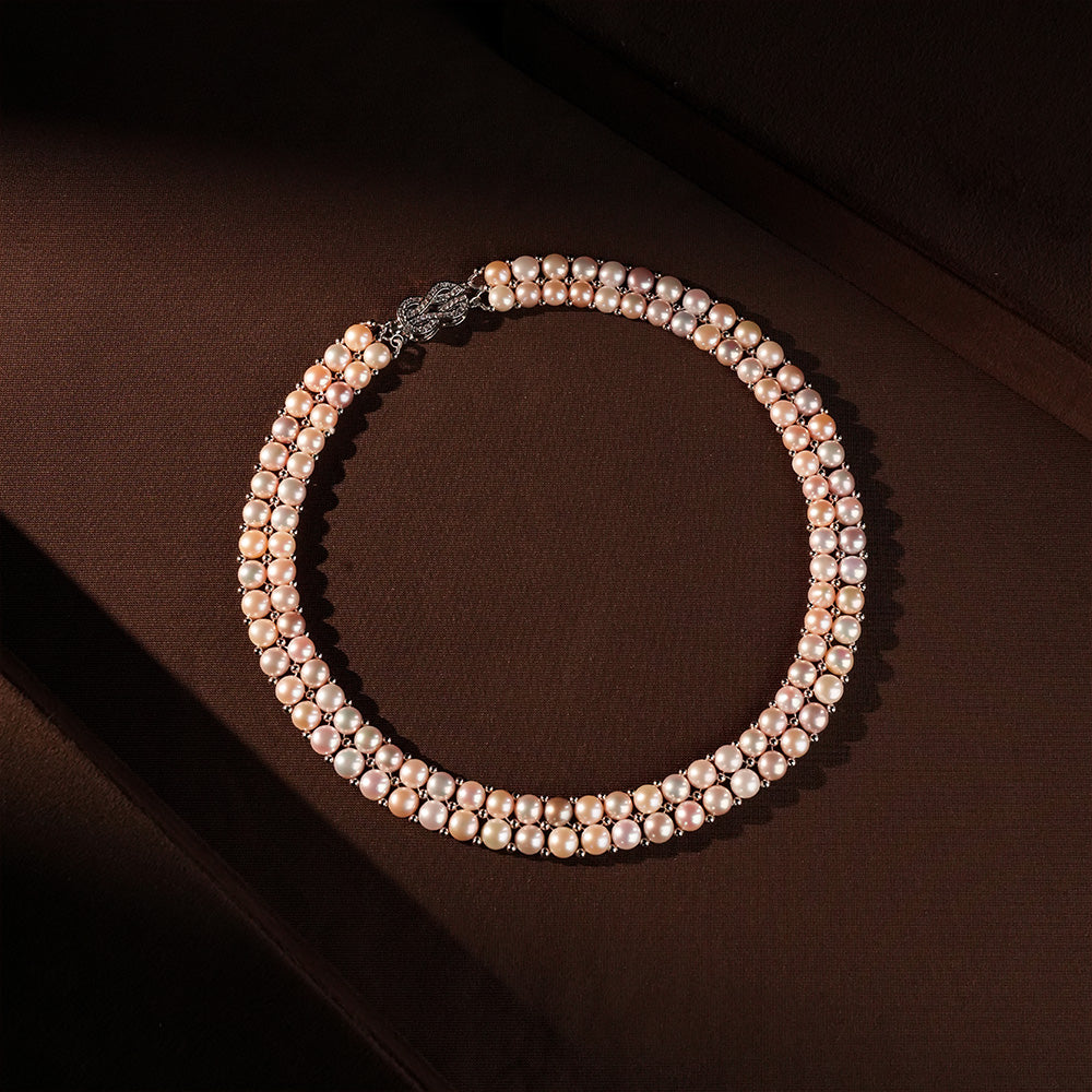 Premium Pink & White Pearl Choker