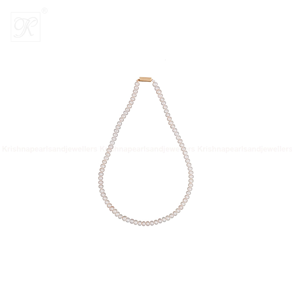 Elegant White Pearl String with Rosé | Krishna Pearls and Jewellers