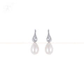 Teardrop Pearl Elegance Earrings with CZ | Krishna Pearls and Jewellers
