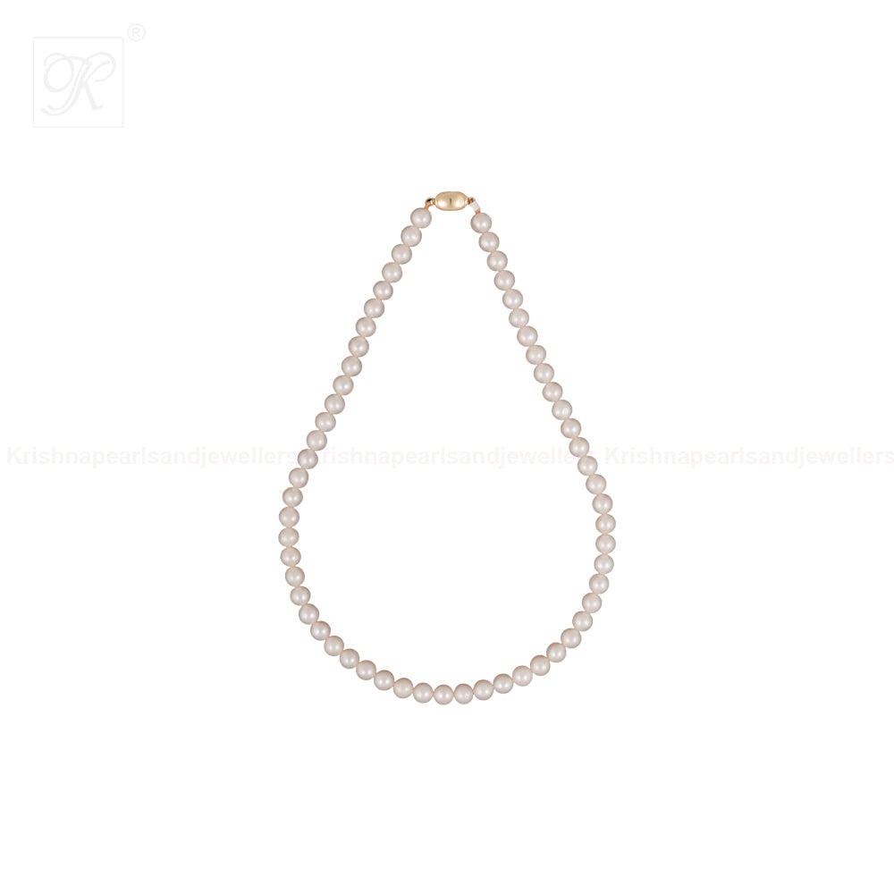 Timeless White Round Pearl String with Rosé | Krishna Pearls and Jewellers