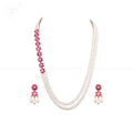 Elegant Red stone Floral Pearl Jewelry Set | Krishna Pearls and Jewellers