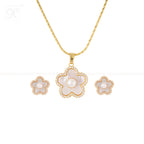 Golden Petal White Pearl Pendant & Earrings | Krishna Pearls and Jewellers