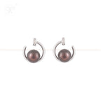 Silver Colour pearl earrings with CZ | Krishna Pearls and Jewellers