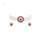 Crimson Royale Pearl Choker Set Freshwater | Krishna Pearls and Jewellers