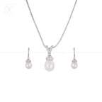 Golden Elegance Teardrop Pearl Set – CZ | Krishna Pearls and Jewellers