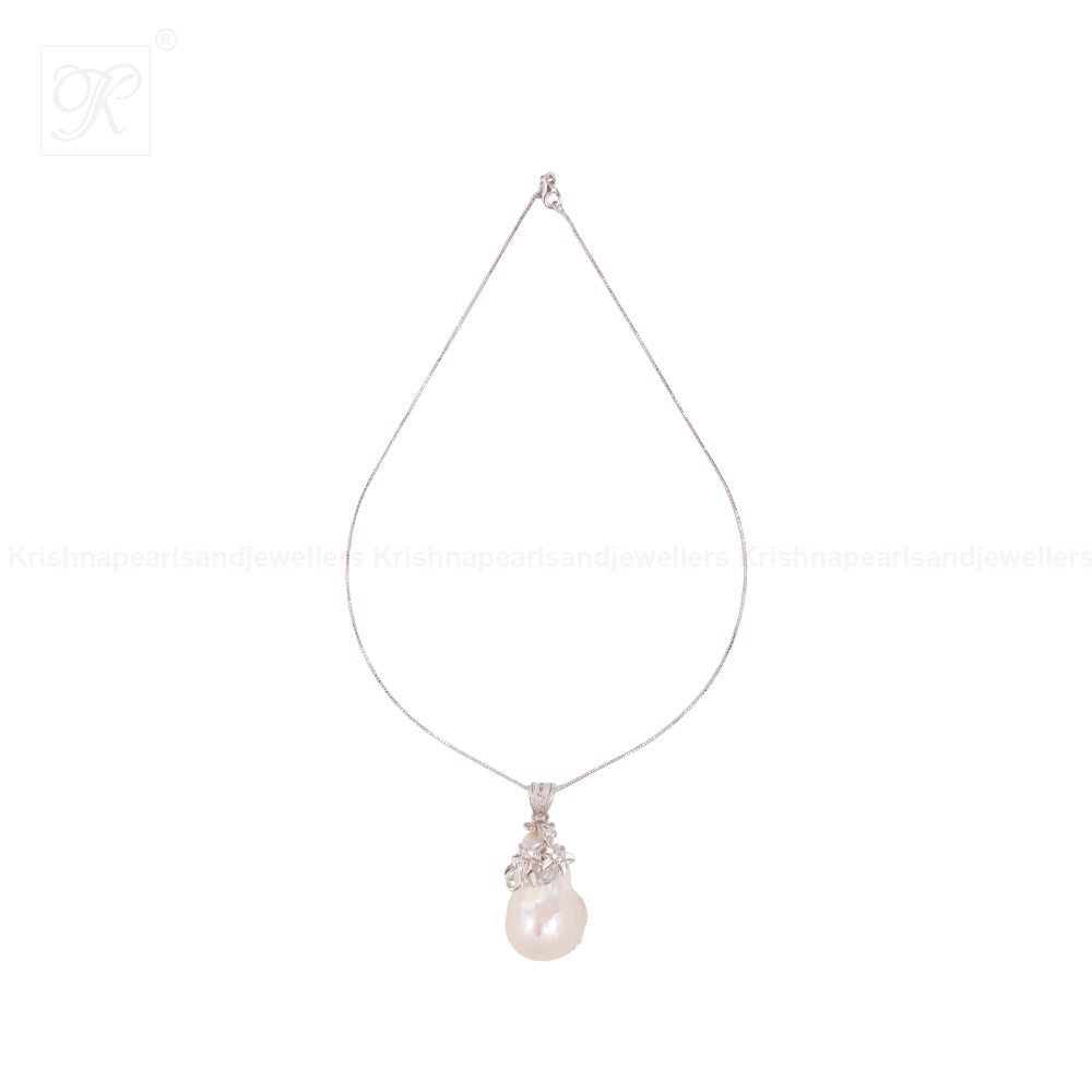 Nature's Glint: Baroque Pearl Pendant with | Krishna Pearls and Jewellers