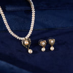 Gold-Plated Floral Pendant Pearl Jewelry Set for Women