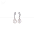 Blush Pearl Drop Earrings with Twisted CZ | Krishna Pearls and Jewellers